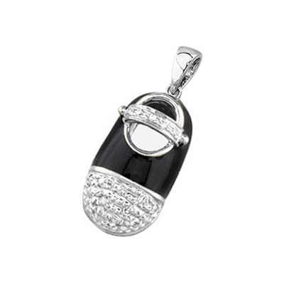 baby shoe charm pendant with diamond toe