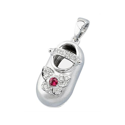 baby shoe charm pendant with diamond