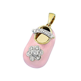 14k Baby Shoe Charm Pendant with Diamonds and Enamel P-502A-N