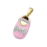 14k Baby Shoe Charm Pendant with Diamonds and Enamel P-702A-N