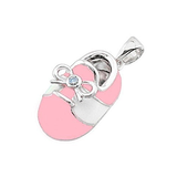 14k Baby Shoe Charm Pendant with Diamond and Enamel P-803-NW