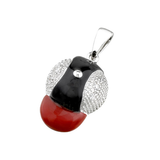 14k White Gold Black and Red Baby Baseball Cap with Diamonds C-317-KR