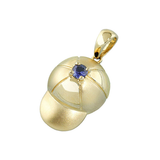 14k White Gold Baby Baseball Cap Charm with Birthstone C-492-S