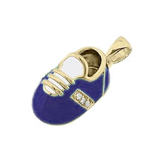 14k Baby Shoe Charm Pendant with Diamonds and Enamel P-304-BW