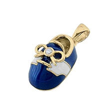 14k Baby Shoe Charm Pendant with Diamond and Enamel P-806-BW