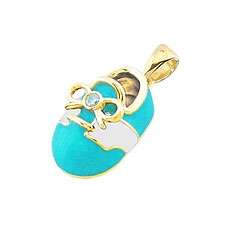 14k Baby Shoe Charm Pendant with Diamond and Enamel P-806-QW