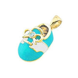 14k Baby Shoe Charm Pendant with Diamond and Enamel P-806-QW