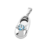 Select a Birthstone - 14k Baby Shoe  Charm Pendant with Diamonds and Birthstone P-105-S*