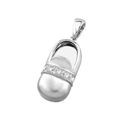 baby shoe charm pendant with diamonds 