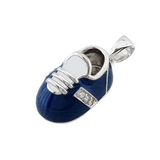baby shoe charm pendant with diamonds in blue
