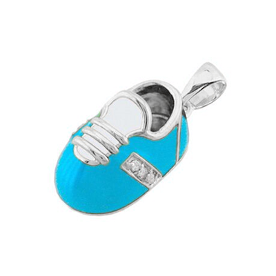 baby shoe charm pendant with diamonds