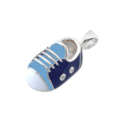 baby shoe charm pendant with diamond bow 