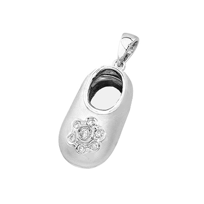baby shoe charm pendant with diamond flower