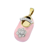 baby shoe charm pendant with diamond flower 