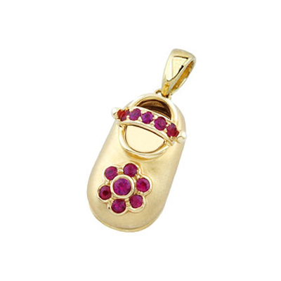 baby shoe charm pendant with birthstone flower 
