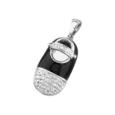 baby shoe charm pendant with diamond toe 