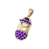 baby shoe charm pendant with birthstone toe 