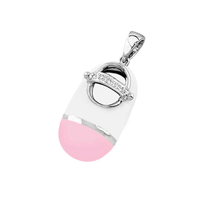 baby shoe charm pendant with diamond strap 