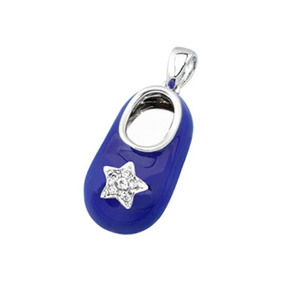 baby shoe charm pendant with diamond star