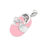 baby shoe charm pendant with diamond bow in pink 