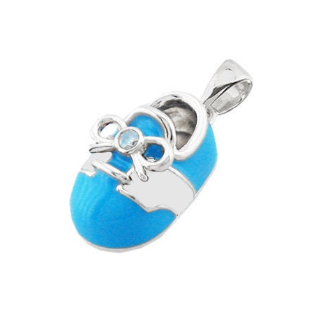 baby shoe charm pendant with diamond bow