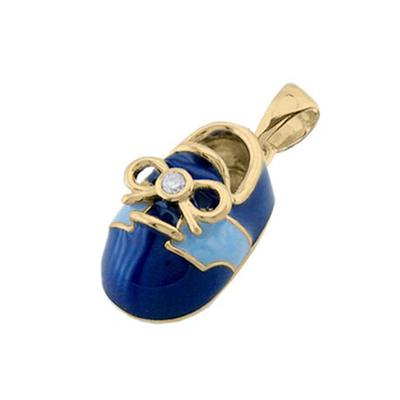 baby shoe charm pendant with diamond bow in dark 