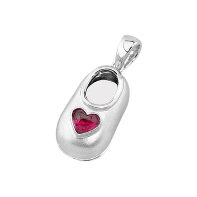 baby shoe charm pendant with birthstone heart 