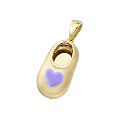 baby shoe charm pendant with purple heart