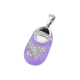 baby shoe charm pendant with diamond butterfly 