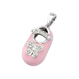 baby shoe charm pendant with diamond butterfly 