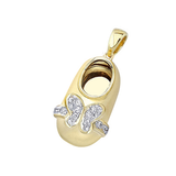 baby shoe charm pendant with diamond butterfly