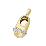 14k Gold Baby Shoe Charm Pendant with Diamond Bow P-708