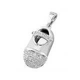 14k Baby Shoe Charm Pendant with Diamonds P-601A
