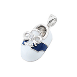 14k White Gold Baby Shoe Charm with Diamonds P-805-WB