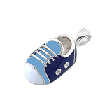 14k Baby Shoe Charm Pendant with Diamonds and Enamel P-401-BQW