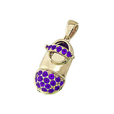 Select a Birthstone - 14k Baby Shoe Charm Pendant with Birthstone P-602A-S*
