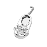 14k White Gold Baby Shoe Charm with Diamond Butterfly P-987