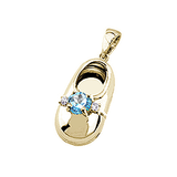 Select a Birthstone - 14k Baby Shoe  Charm Pendant with Diamonds and Birthstone P-106-S*