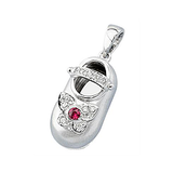 Select a Birthstone - 14k Baby Shoe Charm Pendant with Diamonds and Birthstone P-951A-CS*