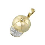 14k Yellow Gold Baby Baseball Cap Charm with Diamonds C-264